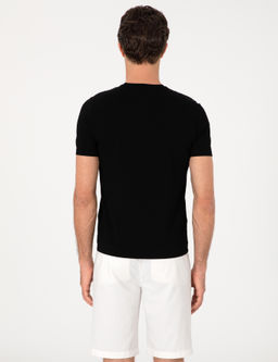 Siyah Slim Fit Bisiklet Yaka Triko T-shirt