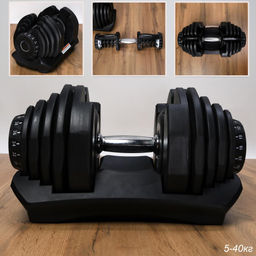 Гантель разборная Woohooo Elite Power со ступенчатой регулировкой / 17 позиций от 5 -40 кг / черный