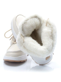 11-P2 BEIGE Ботинки зимние женские (натуральная кожа, нат. мех и шерсть)