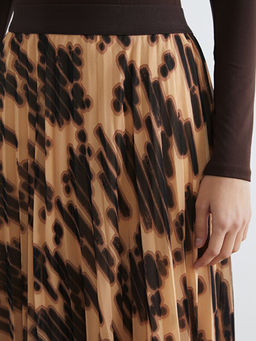 Beli Lastikli Desenli ?ifon Pileli Etek