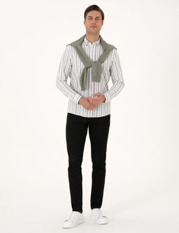 Ye_il Regular Fit _izgili Uzun Kollu G_mlek