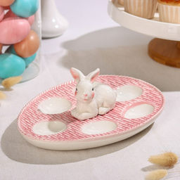 Подставка для яиц Доляна «Зайка», 25×18×9 см, доломит, розовая