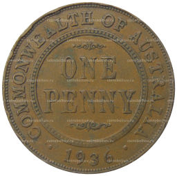 1 пенни 1936 года Австралия