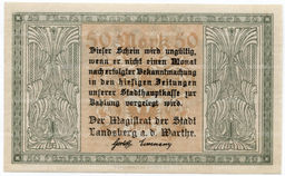 Банкнота 50 марок 1922 года Германия  Нотгельд (Ландсберг)