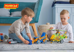 Конструктор Изобретатель - Трактор-погрузчик №1 (142 элемента) + шуруповёрт (в контейнере) - Полесье фото 8