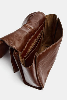 MINI SHOPPER PIEL DOBLE BOLSILLO / Marr?n - Zara фото 6