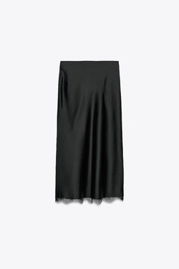SATIN MIDI LACE SKIRT - Zara фото 4