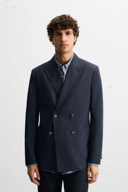 DOUBLE-BREASTED WOOL BLEND BLAZER - Zara фото 2
