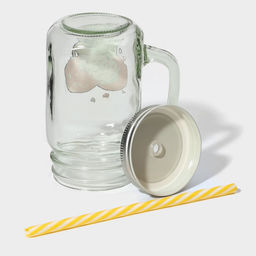 Банка с крышкой и трубочкой Котик, 450 мл, 10?7.5?13 см