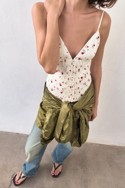 TOP TIRANTES PLIEGUES / Crudo / Rojo - Zara фото 3