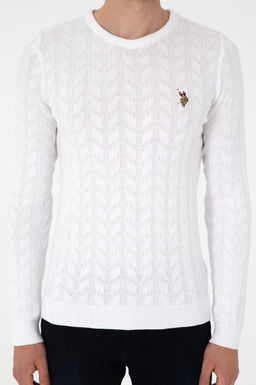 Мужской белый базовый свитер - U.s. polo assn фото 6