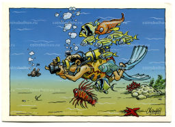 Открытка Водолаз фотографирует рыбку (Aquacard) Открытка Водолаз фотографирует рыбку (Aquacard)