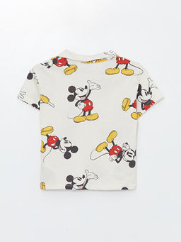Resort Yaka K?sa Kollu Mickey Mouse Bask?l? Erkek Bebek Ti??rt ve ?ort 2li Tak?m - Waikiki фото 3
