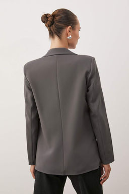 Gri Regular Astar Detayl? Dokuma Blazer Ceket TWOAW20CE0316