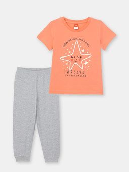 CRB wear/CSKG 50059-28 Комплект для девочки (футболка, брюки), коралловый/Ex.Cherubino