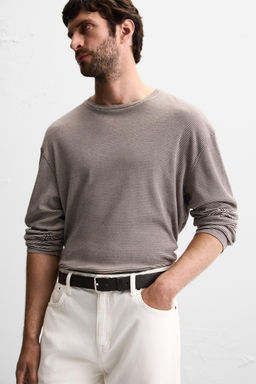 TOPSTITCHED LEATHER BELT