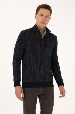 Erkek Regular Fit Bisiklet Yaka Lacivert Sweatshirt