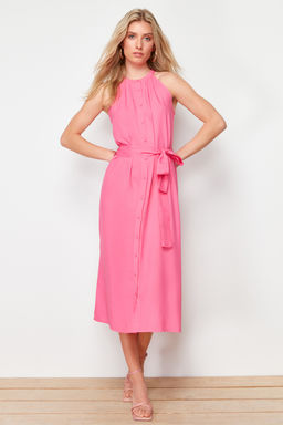 Fusya Kusakl? Hakim Yaka Midi Dokuma Gomlek Elbise TWOSS19XM0112