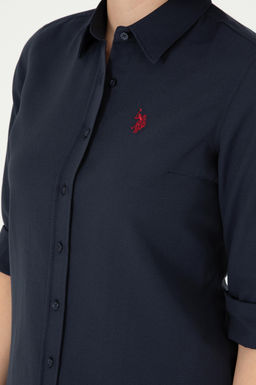 Женская базовая рубашка темно-синего цвета с длинным рукавом - U.s. polo assn фото 13