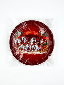 Цена за 10 шт. Тарелка одноразовая новогодняя «С Новым годом», 18 см