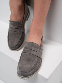 Лоферы 176.rosegr.Серый замок замша