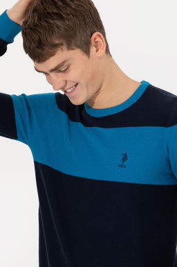 U. S. Polo Assn Мужской темно-синий трикотажный свитер с круглым вырезом - U.s. polo assn фото 2