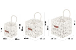 Набор 3 плетеных корзинок 19*19*23 см Flower с ручкой, белый - Elan gallery фото 2