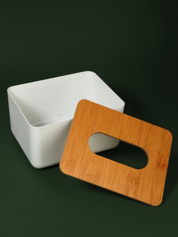 Органайзер для хранения салфеток BAMBOO, 17×13×9.5 см, белый, коричневый