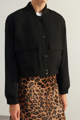 Siyah Premium Bomber Crop Dokuma Ceket TWOAW24CE00047 - Trendyolmilla фото 4