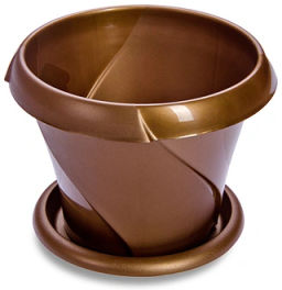 Цена за 6 шт. Кашпо для цветов пластиковое 0,3л d-10см "Флориана" с поддоном золотой С383ЗОЛ