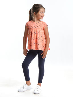 Комплект для девочки детский сад с лосинами UD 1624 персик горошек - Mini maxi фото 3