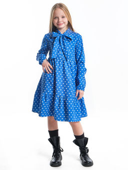 Платье подростковое в горох UD 7014 св.голубой горох - Mini maxi фото 25