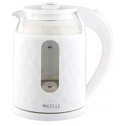 Чайник электрический "Kelli" 1,8л, комбинированный корпус стекло/пластик, термостойкое боросиликатное стекло, внутренняя подсветка, автоматическое отключение, поворачивающийся корпус на 360, закрытый нагревательный элемент, защита от перегрева, мощн