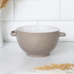 Супница с ручками 700 мл ШТУЧНО RT-656 /уп 36/ Бежевый черная крапинка