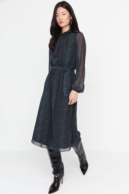 TRENDYOLMILLA Zumrut Yesili Baglama Detayl? Dokuma K?sl?k Elbise TWOAW21EL0458  фото 7