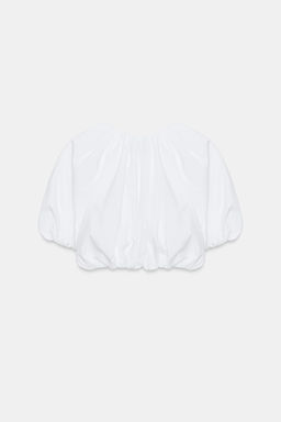 TOP CROP POPEL?N GLOBO / Blanco - Zara фото 5