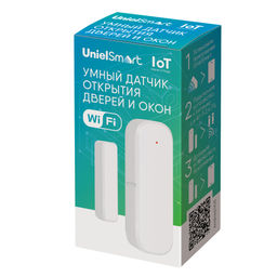 USN-A510 OS/WF WHITE Умный датчик открытия дверей и окон Wi-Fi, на батарейках AAA*2 (н/к). PUSH оповещение. Накладной. Белый. Голосовое управление+приложение UnielSmart. TM Uniel
