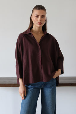 Beyaz Genis Mansetli Oversize Dokuma Gomlek TWOAW26GO00130