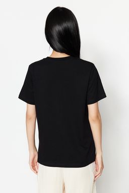 TRENDYOLMILLA Ekru %100 Pamuk Premium Basic Bisiklet Yaka Orme T-Shirt TWOSS23TS00042  фото 11