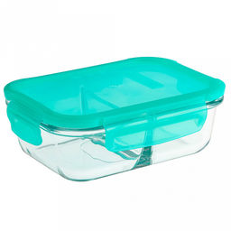 Контейнер стеклянный Lockie&Lock Food 630мл, с разделителем, пластмассовая крышка, зеленый, Pasabahce (Турция)