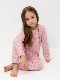 К 1561/розовый зефир,цветочный узор пижама дет