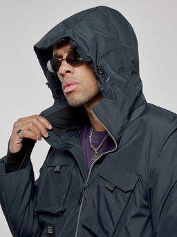 Куртка - жилетка трансформер с подогревом 2 в 1 мужская зимняя темно-синего цвета 6668TS - Mtforce фото 27