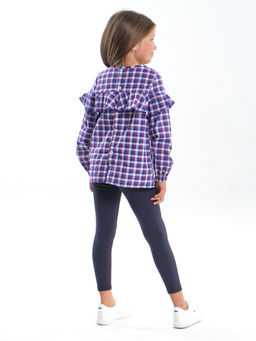 Блузка для девочки в клетку UD 4952 сирень клетка - Mini maxi фото 8