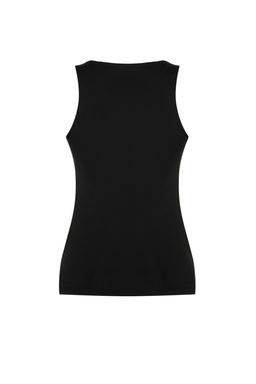 Siyah Toparlay?c? 2 Katl? Ici Pedli Spor Sutyenli Kare Yaka Orme Spor Ust/Bluz THMSS24BZ00002