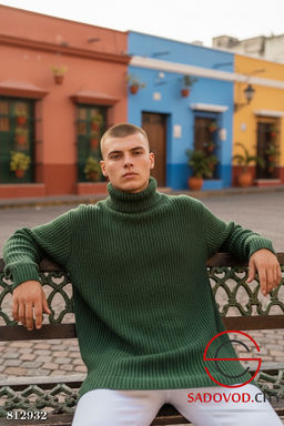 Свитер вязаный мужской с высоким горлом