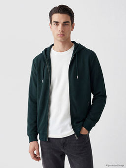 Kap??onlu Erkek Fermuarl? Sweatshirt