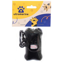 Цена за 6 шт. Контейнер с пакетами для уборки за собакой с карабином,цвет черный 15*8*4см Ultramarine