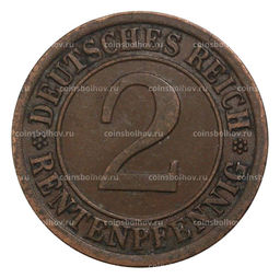Монета 2 рентенпфеннига 1923 года А Германия
