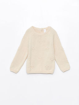 Bisiklet Yaka Desenli K?z Bebek Triko Kazak