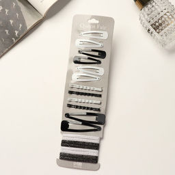 Цена за 2 шт. Набор для волос QF «Классика», 6 шт.: 4.5 см, 8 шт.: 6 см, 2 шт.: 6.5 см, 8 резинок, чёрно-белый